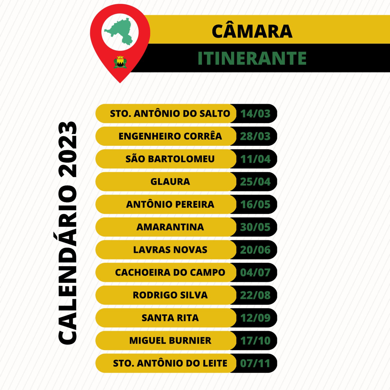Câmara Municipal de Ouro Preto - Confira o calendário da Câmara Itinerante 2023