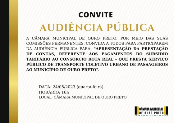 Câmara de Ouro Preto realiza audiência pública