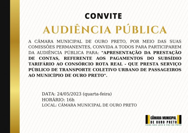 Câmara Municipal de Ouro Preto - Câmara de Ouro Preto realiza audiência pública