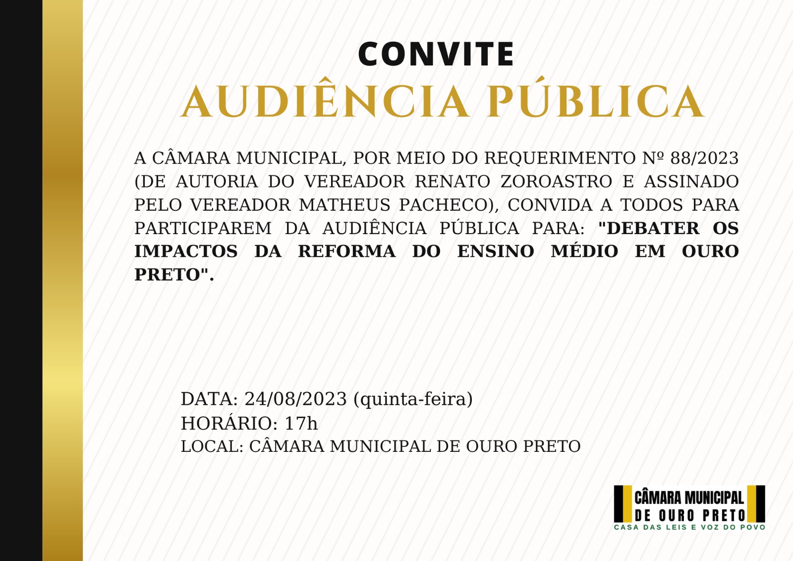 Câmara Municipal de Ouro Preto - Audiência Pública: 