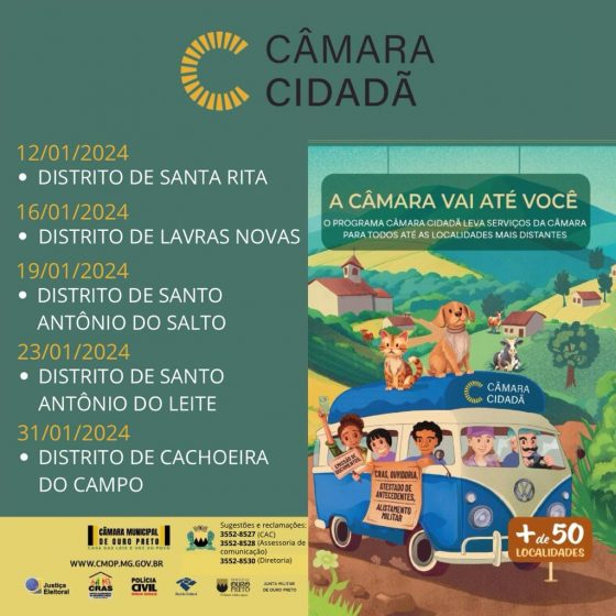 Santa Rita de Ouro Preto recebe “Programa Câmara Cidadã”, na próxima sexta-feira (12/1)