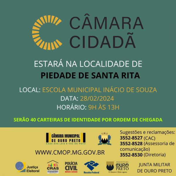 Câmara Municipal de Ouro Preto - Localidade de Piedade de Santa Rita recebe programa “Câmara Cidadã”